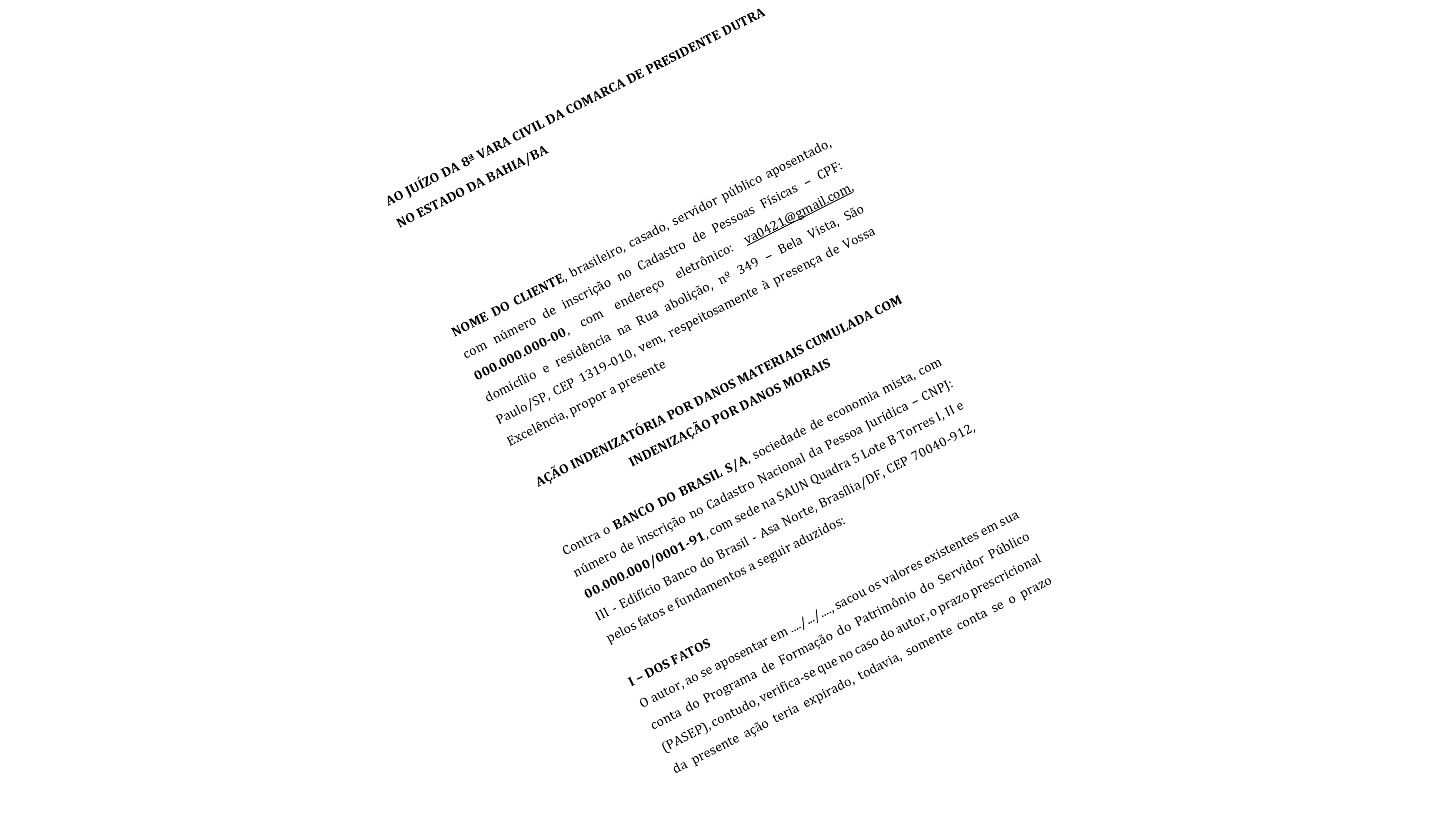 MODELO DE PETIÇÃO INICIAL – AÇÃO DO PASEP – QUANDO COMEÇA A CONTAR O PRAZO DE PRESCRIÇÃO